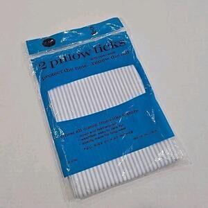 Pkg of 2 Pillow Ticks Cases Cotton Pillowcases Protector Blue Stripe 20x27"